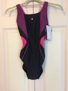 Aqua Sphere Women's BLACK ONE PIECE Swimsuit SIENA BLACK pink And Purple SIZE 4 - Picture 1 of 9