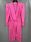Vintage Bergdorf Goodman Dress Womens 14 Silk Faux Wrap Hong Kong Pink 80s Mob