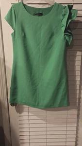 VIVI knospendes grünes Kleid geblümt Kurzarm Gr. XXL Reißverschluss gefüttert NEU Karriere Kirche - Bild 1 von 9
