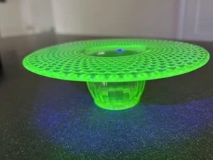 Art Deco Uranium Glass Posy Bowl, 'fircone' Pattern, By Jobling, VGC(lr) - Picture 1 of 15