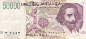 Italien Italy 50000 Lire 1992 P116b Fine (Serie PB/W) - Bild 1 von 2