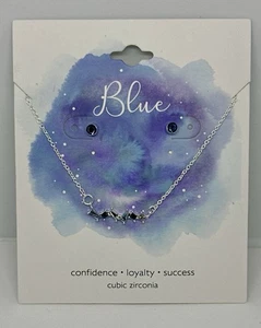 Juego de collar y pendientes de circonita cúbica tono plata azul - Imagen 1 de 4