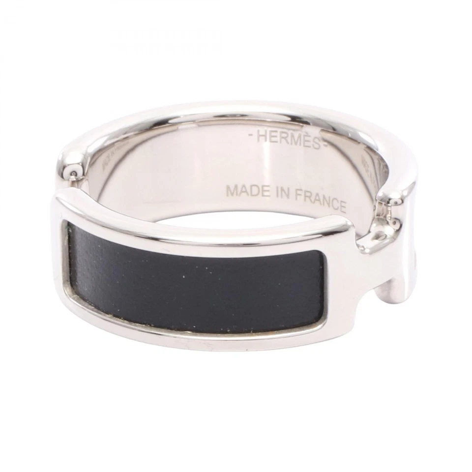 HERMES Olympe GM Pendiente Oreja Acero Inoxidable Cuero Negro Usado Mujer Foto 1 de 4