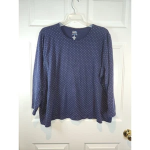 Women's sz 4X Navy Blue White Long Sleeved T Shirt by Croft and Barrow - Picture 1 of 3