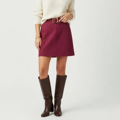 Minifalda vintage de cuero genuino borgoña para mujer talla XS Boho Academia Grunge Foto 1 de 4