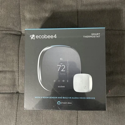 Ecobee 4 Smart Programmable Thermostat + Room Sensor, Alexa/HomeKit/SmartThings  - Image 1 of 4