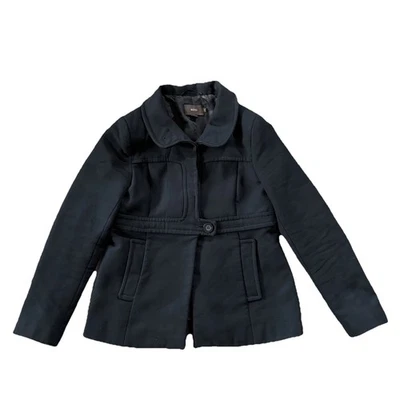 Reiss Capulet Womens 100% Wool Peacoat Black Short Belted Peplum Jacket Small - Image 1 of 4