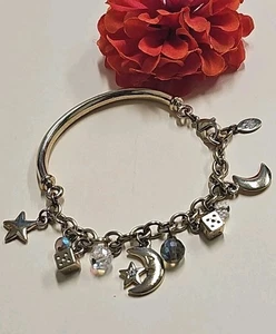 Vintage Kirks & Folly Mond, Sterne, Perlen goldfarben Armreif Armband mit Charms - Bild 1 von 10