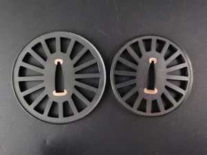 Japanese Wheel pattern big and small Tsuba set  for Katana  and Wakziashi, X014 - Picture 1 of 16