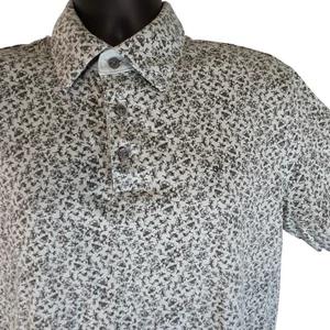 Calvin Klein Liquid Touch Floral All Over Print Polo Shirt Short Sleeve Mens L - Picture 1 of 7