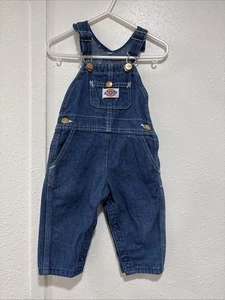 Vintage 90s Toddler Kids Dickies Overalls Sz 24 Months Y2K  Denim Pockets - Picture 1 of 11
