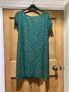 ZARA Woman Emerald Green cotton viscose Lace Dress M 12 Worn Once Washable - Picture 1 of 7