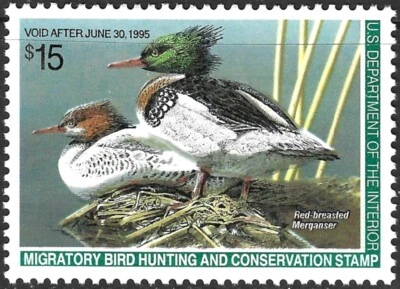 US Scott RW61 Red Breasted Merganser Federal Duck Stamp XF MNH 1994. - Image 1 of 2