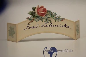 alte Platzkarte mit Blumen vintage old reservation card um 1920 - Bild 1 von 6