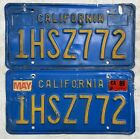 Old CA. Vintage 1970?s Matching Set California License Plates 89 Tag Sticker