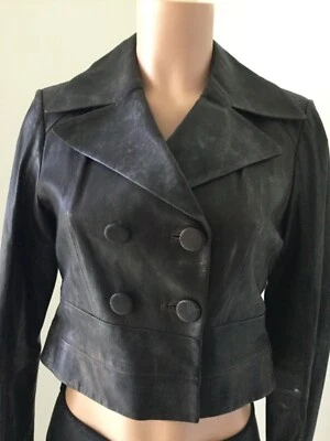 Chaqueta corta ajustada de cuero negra talla 6 nueva con etiquetas Cynthia Steffe para mujer talla 6 Foto 1 de 4