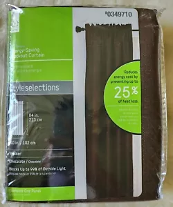 Style Selections Walker Chocolate Blackout Rod Pocket Panel 40"x84" One Panel - Picture 1 of 5