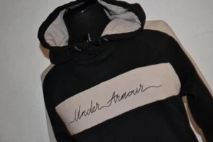 39362 Under Armour Sudadera con Capucha Recortada Negra Blanca Poliéster Talla Grande Mujer - Imagen 1 de 7