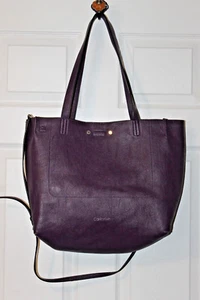 Calvin Klein Purple Black Reversible Tote Bag with Pouch. Double Handles & Strap - Picture 1 of 13
