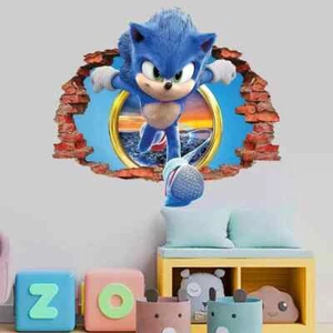 Sonic The Movie 3D Smashed Wall Sticker Decal Decor Art Mural FS - Picture 1 of 3