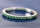 Emerald Eternity Wedding Band Ring Thin Minimalist Band Women Promise Ring Gifts