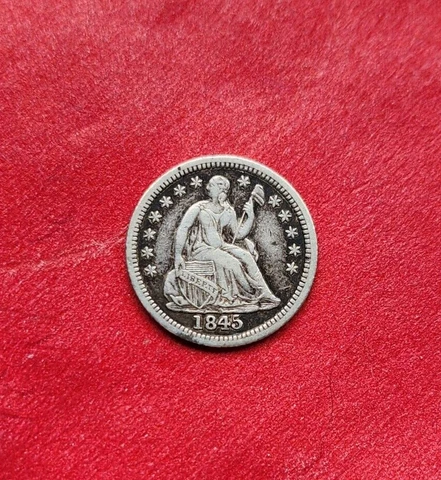 1845 Philadelphia Mint Silver Seated Half Dime VF Cover