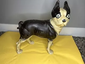 Antique Hubley Cast Iron Boston Terrier Bulldog Doorstop - Picture 1 of 8