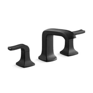 KOHLER Rubicon 8 in. Widespread Double Handle Bathroom Faucet in Matte Black - Picture 1 of 10