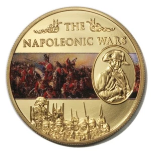St. Helena Napoleonic Wars Battle of Waterloo 25 Pence 2013 Gold-plated Colored - Picture 1 of 2