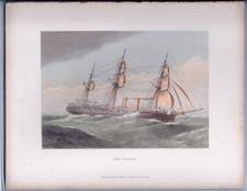 Colored Plate of the H.M.S. "Raleigh" from "The Ships of the Royal Navy" 1885