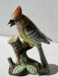 Waxwing Bird Figurine Perched on Tree Branch Ceramic Hand Painted Made Japan --- - Picture 1 of 1