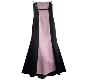 JESSICA McCLINTOCK Gunne Sax Women Maxi Dress SZ 12 Pink Black Off Shoulder Prom - Picture 1 of 15