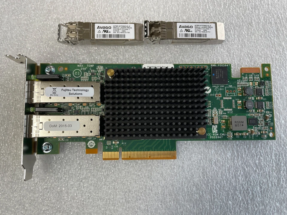 Fujitsu, Emulex LPe16002 Half  16Gb SFP+ Dual Port FC HBA H/P  + 2x 16Gbs SFP - Image 1 of 1