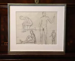 Conrad Felixmüller originale Zeichnung Bewegungsstudie 1913 signiert und datiert - Bild 1 von 2