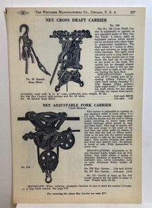 EARLY BARN HAY CARRIER LIFTING PULLEYS NEY MFG ADJUSTABLE TRACK TYPE RARE AD NEW - Picture 1 of 3