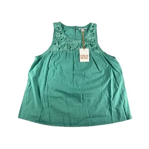 Knox Rose Shirt Womens Small Green Tank Knit Top Boho Floral Sleeveless NWT - Picture 1 of 11