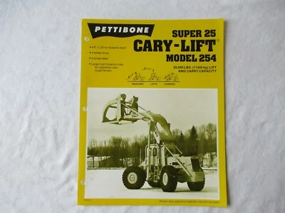 Pettibone 254 super 25 carry-lift loader specification sheet brochure - Image 1 of 2