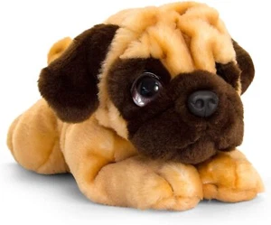 Peluche perro pug peluche quilla juguetes, peluche cachorro amarillo acostado aprox. 32 cm - Imagen 1 de 2