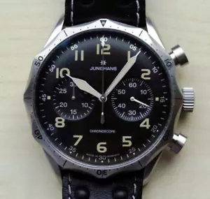 JUNGHANS Herren Uhr Meister Pilot Chronoscope Black Ref. 27/3591.00 NEW FULL SET - Bild 1 von 8