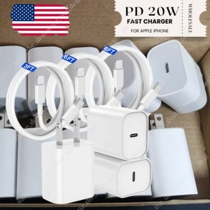 2025 PD Fast Charger 20W Type-C Block Cable USB C For iPhone 14 13 12 11 XR Lot - Picture 1 of 17