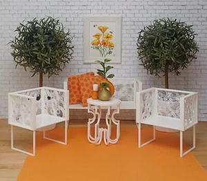 🌼4 tlg SET Stühle Tisch TERRASSE Garten Terrasse Puppenmöbel Maßstab 1/6 für BARBIE - Bild 1 von 11