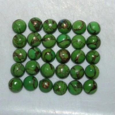Green Copper Turquoise 4mm, 5mm, 6mm, 8mm, 10mm Cabochon Round Loose Gemstone(s) - Image 1 of 4