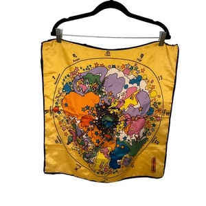 Peter Max Zodiac Print Scarf Yellow Colorful Mod Retro Vintage Style - Picture 1 of 20