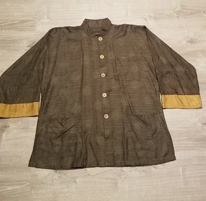 Kami's Ethnic Place Shanghai Tang Silk Linen Chinese Mandarin Shirt Mens Size XL - Picture 1 of 4