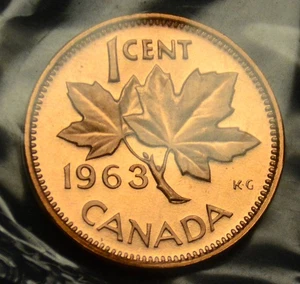 1963 1¢ uncirculated proof like coin in mint cellophane - fantastic, low mintage - Picture 1 of 2