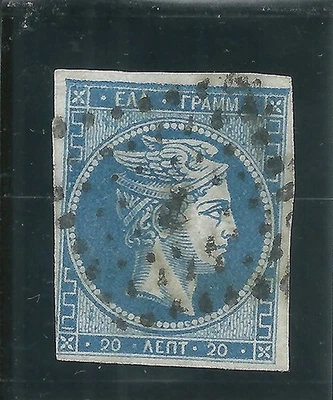 GRECIA/1875-1880/Cabezas Hermes grandes/Control # (20) en la parte posterior/azul/USADO Foto 1 de 2