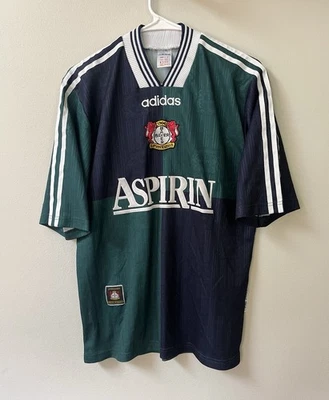 BAYER LEVERKUSEN 1997 1998 AWAY SOCCER JERSEY FOOTBALL SHIRT ADIDAS VINTAGE - Image 1 of 4