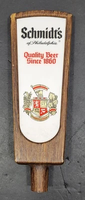Vintage Schmidt's of Philadelphia Beer Tap Handle Knob Wooden Coat Of Arms 8.5” - Image 1 of 4