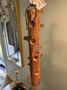 ALL NEW CEDAR WOOD BirdFeeder LOG+ 14.5" X 1.5" OVER 10 HOLES #0030 USA Seller - Picture 1 of 10