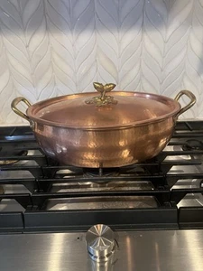 ruffoni historia Oval Deep Roaster 8.5qt Acorn Knob hammered copper Roasting Pot - Picture 1 of 21